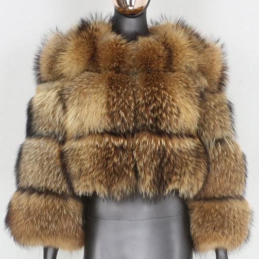 Women's Fur Imitation Raccoon Stitching Artificial Coats