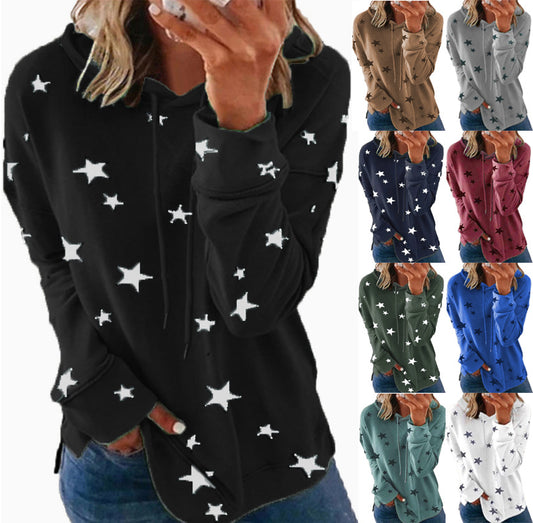 Women's Charming Printed Loose Hooded For Sweaters