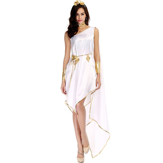 Halloween White Elegant Irregular Long Dress Costumes