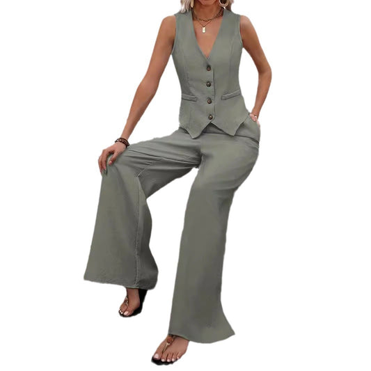 Charming Slouchy Fashion Trousers Patchwork Casual Vests