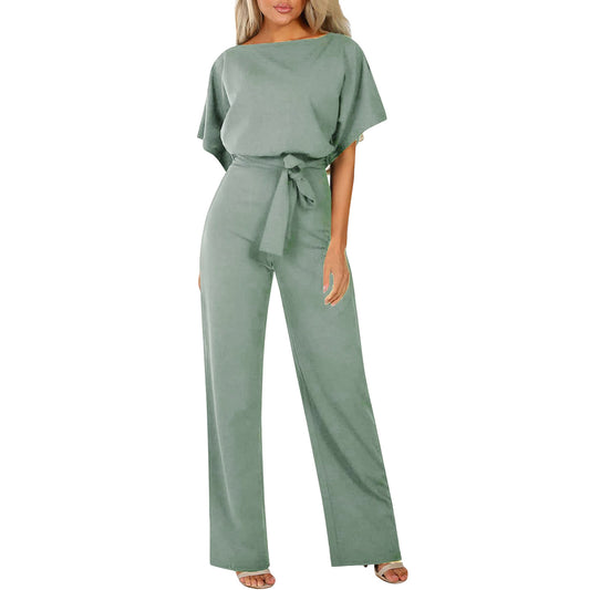 Fashion Solid Color Casual Sleeve Slim Jumpsuits