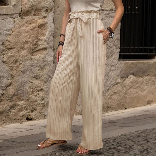 Casual Trousers Summer Tied Lotus Leaf Pants