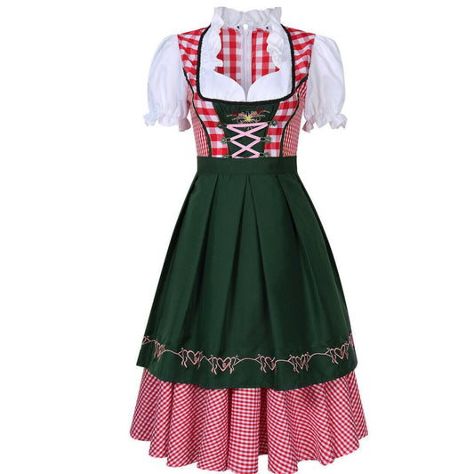 Women's Beer Plaid Dress German Oktoberfest Party Costumes