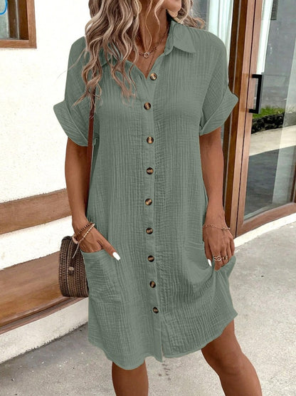 Women's Trendy Summer Simple Buttons Dress Clothing