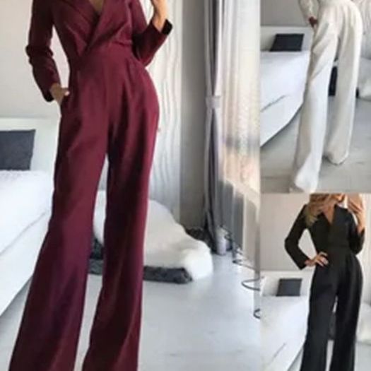 Chinese Long Style Slant Temperament Commute Jumpsuits