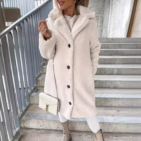 Women's Fur Long Sleeve Lapel Female Plush Coats