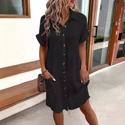 Women's Trendy Summer Simple Buttons Dress Clothing