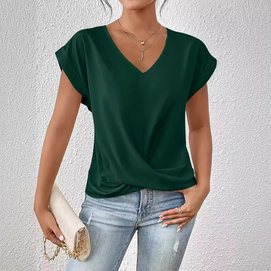 Women's Solid Color T-shirt Elegant Sleeve Blouses