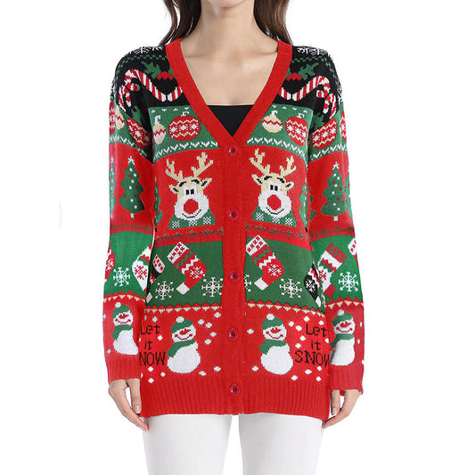 Women's Loose Knitted Casual Long-sleeved Christmas Cardigans