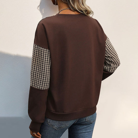 Contrast Basic Style Casual Round Neck Sweaters