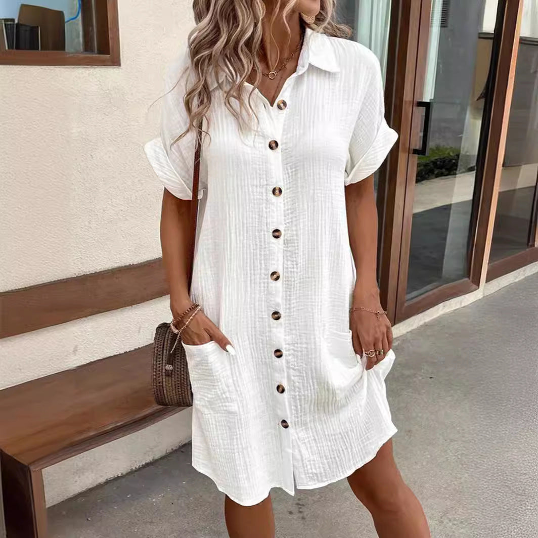 Women's Trendy Summer Simple Buttons Dress Clothing