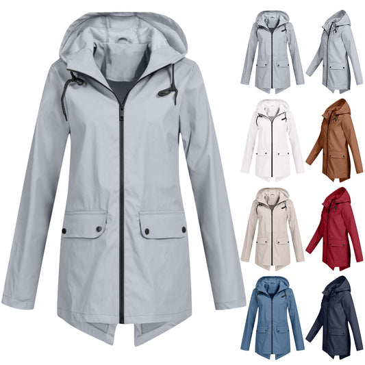 Women's Windcheater Zip Hooded Lightweight Outdoor Windproof Coats