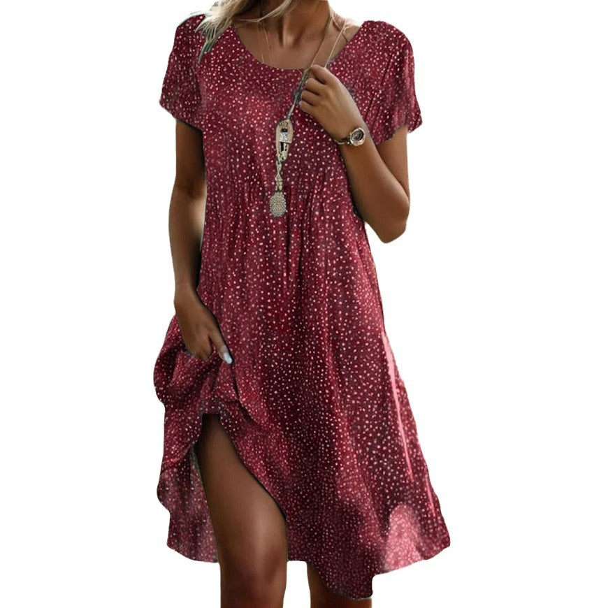 Women's Summer Artistic Ethnic Style Scoop Mid-length Dresses