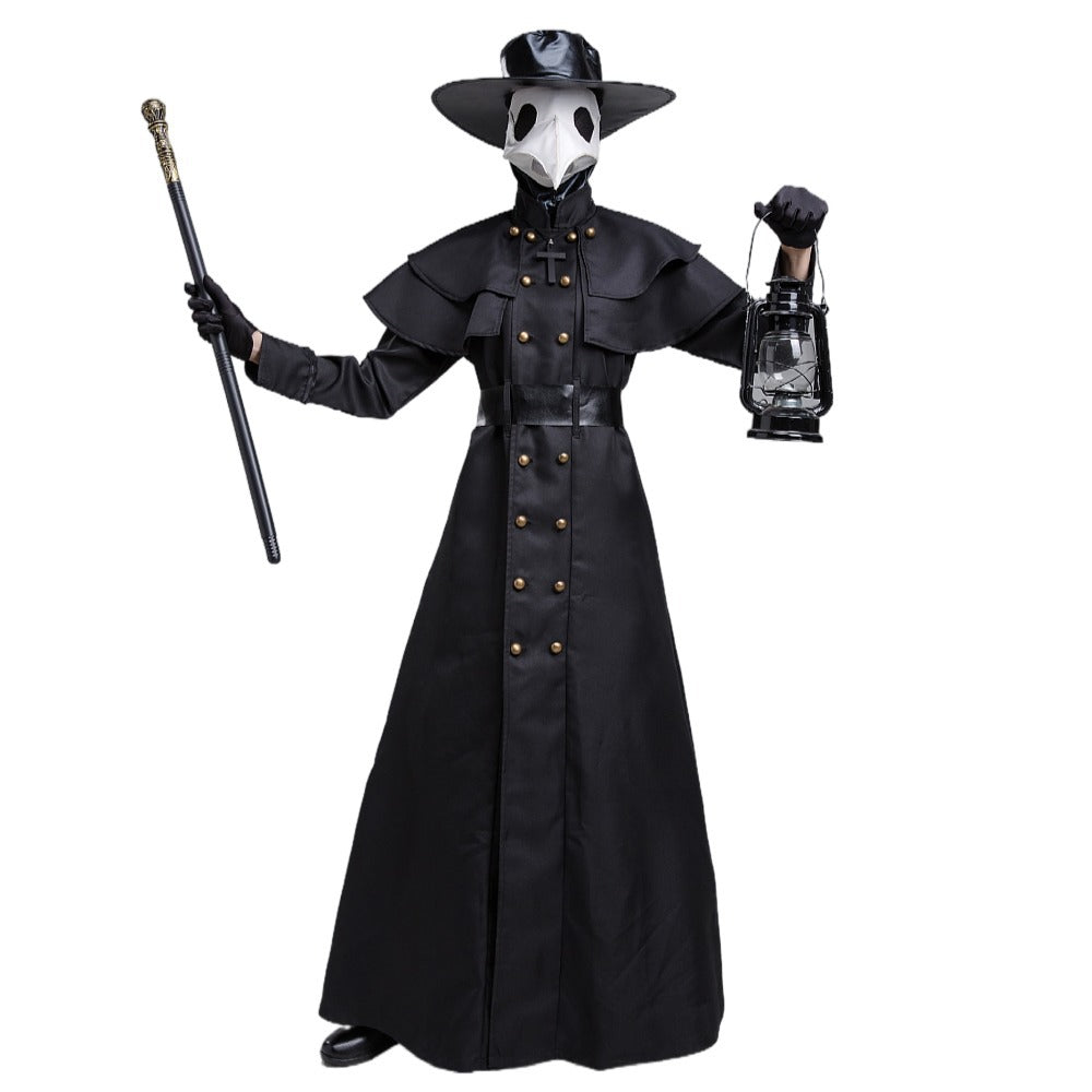 Adult Medieval Steam Punk Plague Doctor Beak Crow Long Costumes