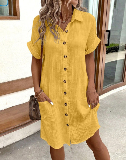 Women's Trendy Summer Simple Buttons Dress Clothing