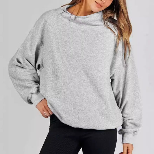 Glamorous Solid Color Stand Collar Sports Sweaters